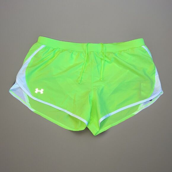 Under Armour UA Fly By 2.0 Neon Lime Green Track Run Shorts Lined Size XL NWT - Picture 1 of 8